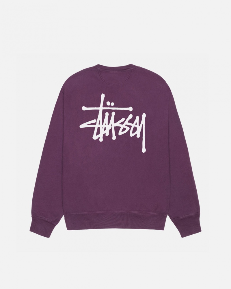 Stussy Basic Stussy Crew Pigment Dyed - Unisex Hoodies Violetit | FIDFL71662