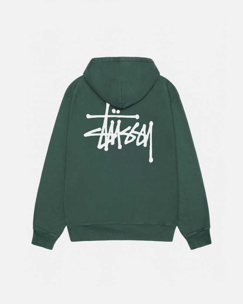 Stussy Basic Stussy Hoodie Pigment Dyed - Unisex Hoodies Vihreä | GFIEC24673