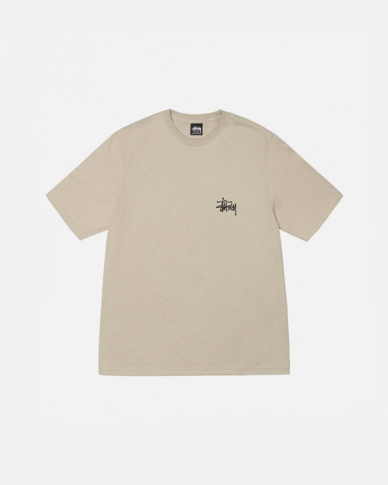 Stussy Basic Stussy Tee - Mens Lyhyt Sleeve T-Shirt Khaki | SFINY51031