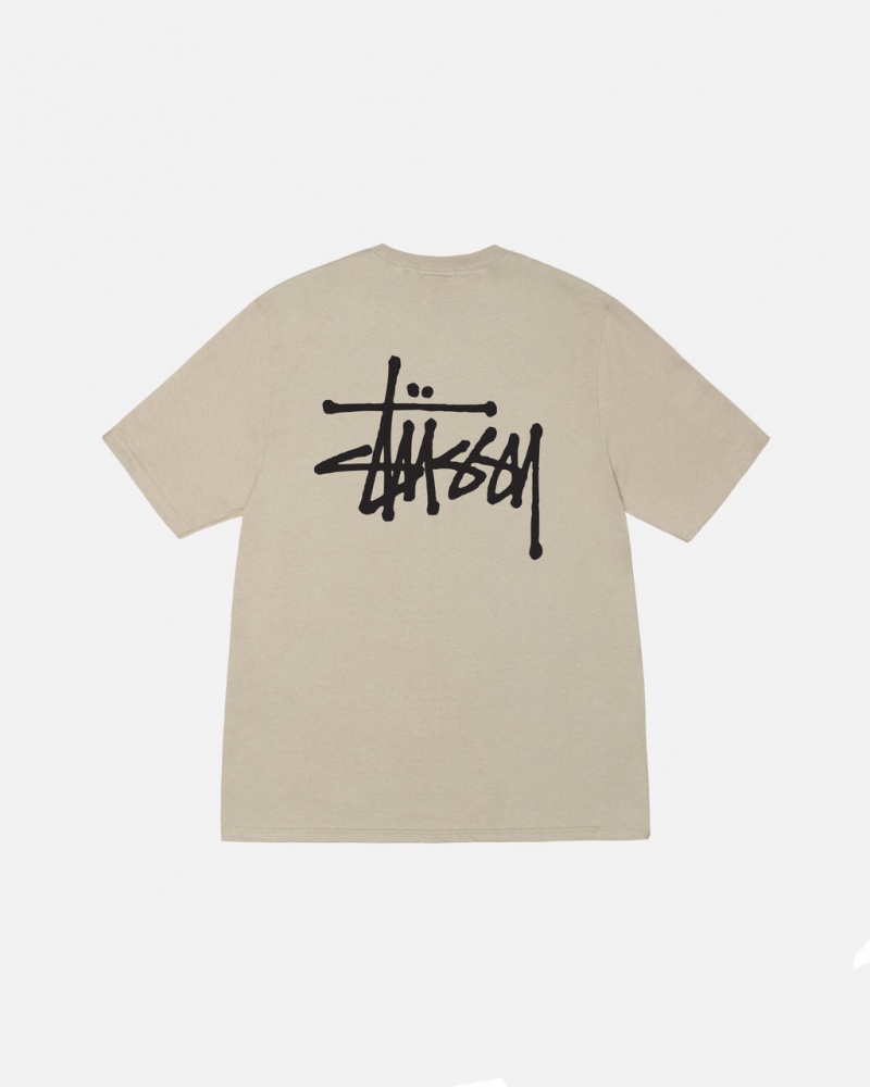 Stussy Basic Stussy Tee - Mens Lyhyt Sleeve T-Shirt Khaki | SFINY51031