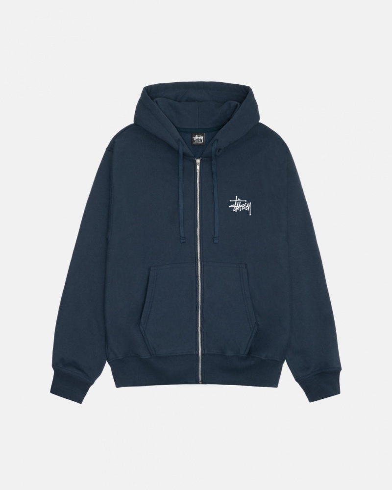 Stussy Basic Stussy Zip Hoodie - Unisex Hoodies Laivastonsininen | TFIWZ23137