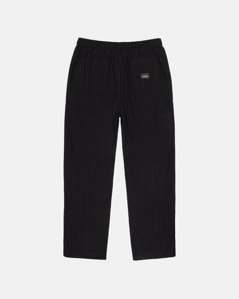 Stussy Beach Pant Villa Stripe - Unisex Pants Mustat | QFIUV74722