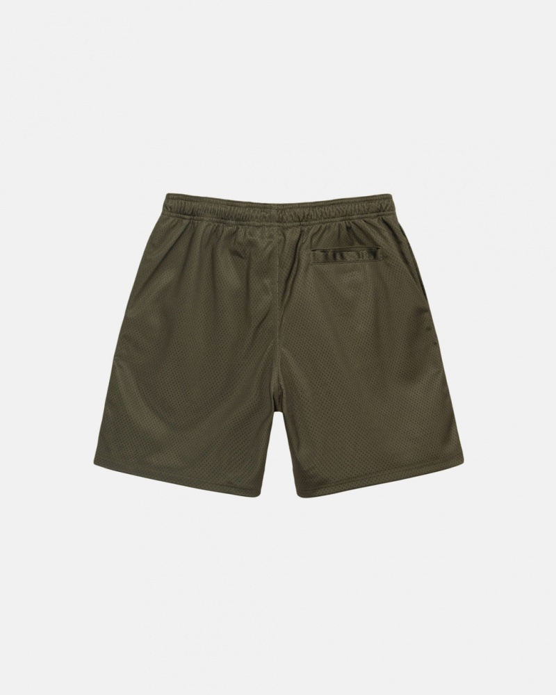 Stussy Big Basic Mesh Lyhyt - Men&s Shorts Trunks Oliivinvihreä | LFISX93983