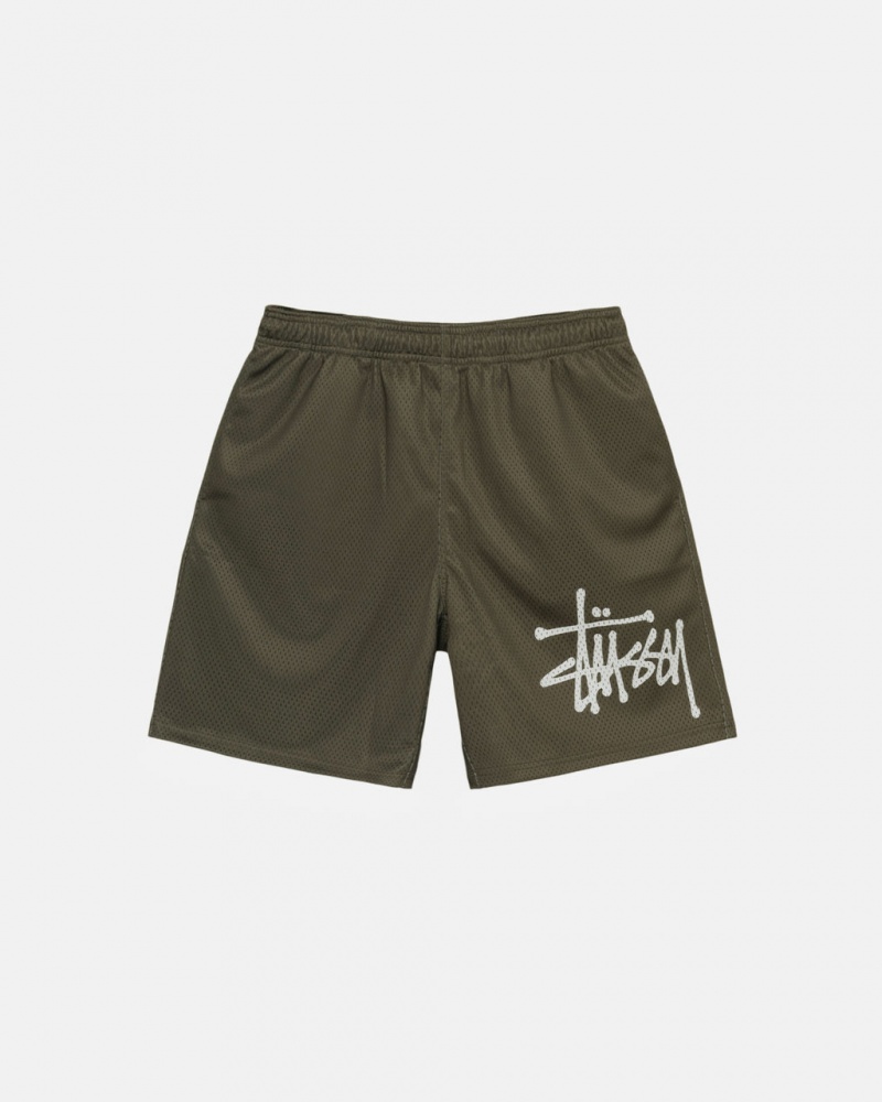 Stussy Big Basic Mesh Lyhyt - Men&s Shorts Trunks Oliivinvihreä | LFISX93983