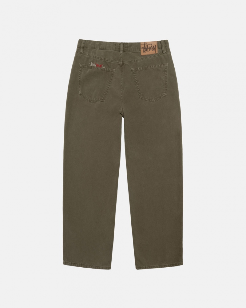 Stussy Big Ol& Jean Washed Canvas - Unisex Pants Oliivinvihreä | LFISX73142