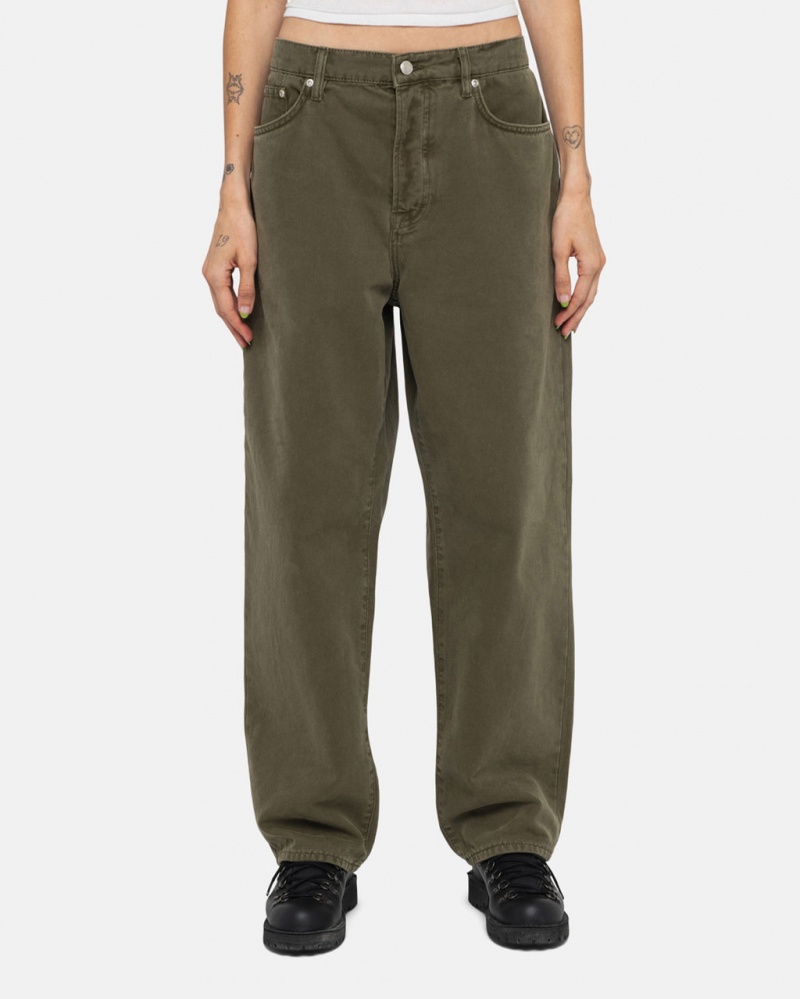 Stussy Big Ol& Jean Washed Canvas - Unisex Pants Oliivinvihreä | LFISX73142