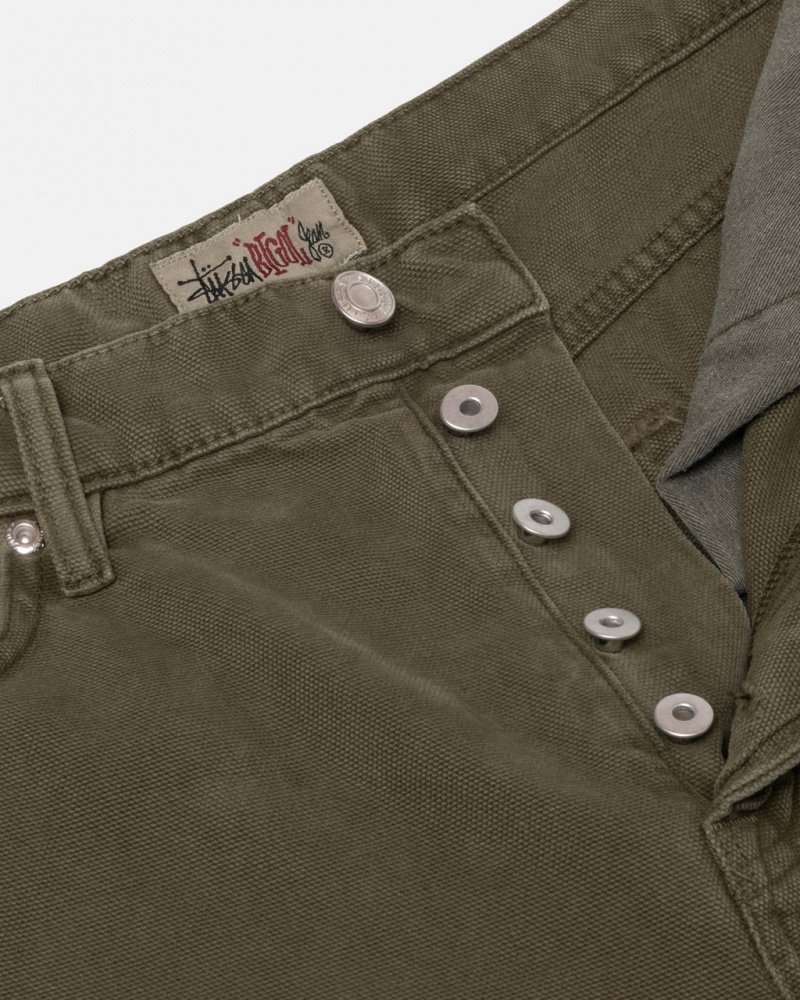 Stussy Big Ol& Jean Washed Canvas - Unisex Pants Oliivinvihreä | LFISX73142