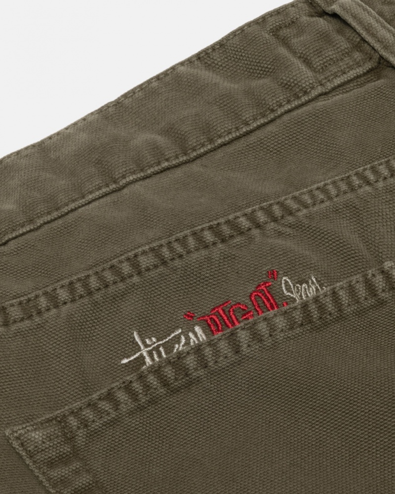 Stussy Big Ol& Jean Washed Canvas - Unisex Pants Oliivinvihreä | LFISX73142