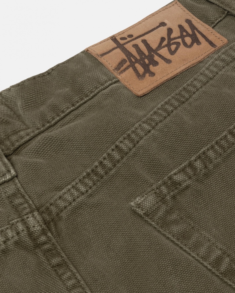 Stussy Big Ol& Jean Washed Canvas - Unisex Pants Oliivinvihreä | LFISX73142