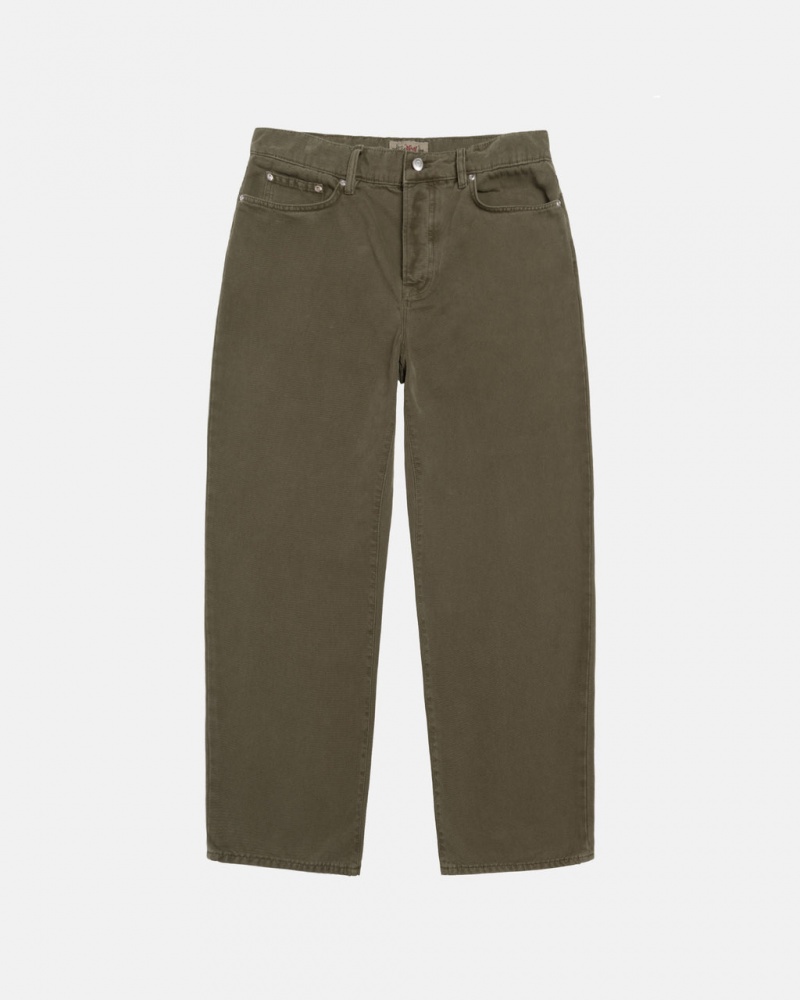 Stussy Big Ol& Jean Washed Canvas - Unisex Pants Oliivinvihreä | LFISX73142