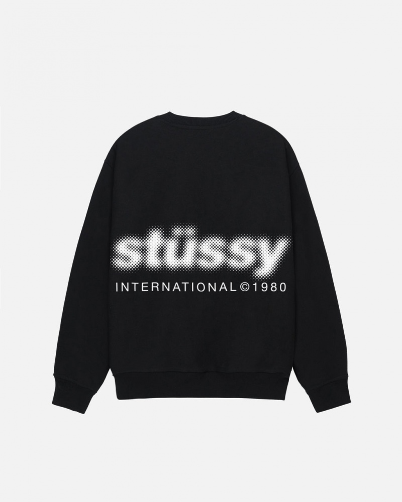 Stussy Blur Crew - Unisex Hoodies Mustat | SFINY38848