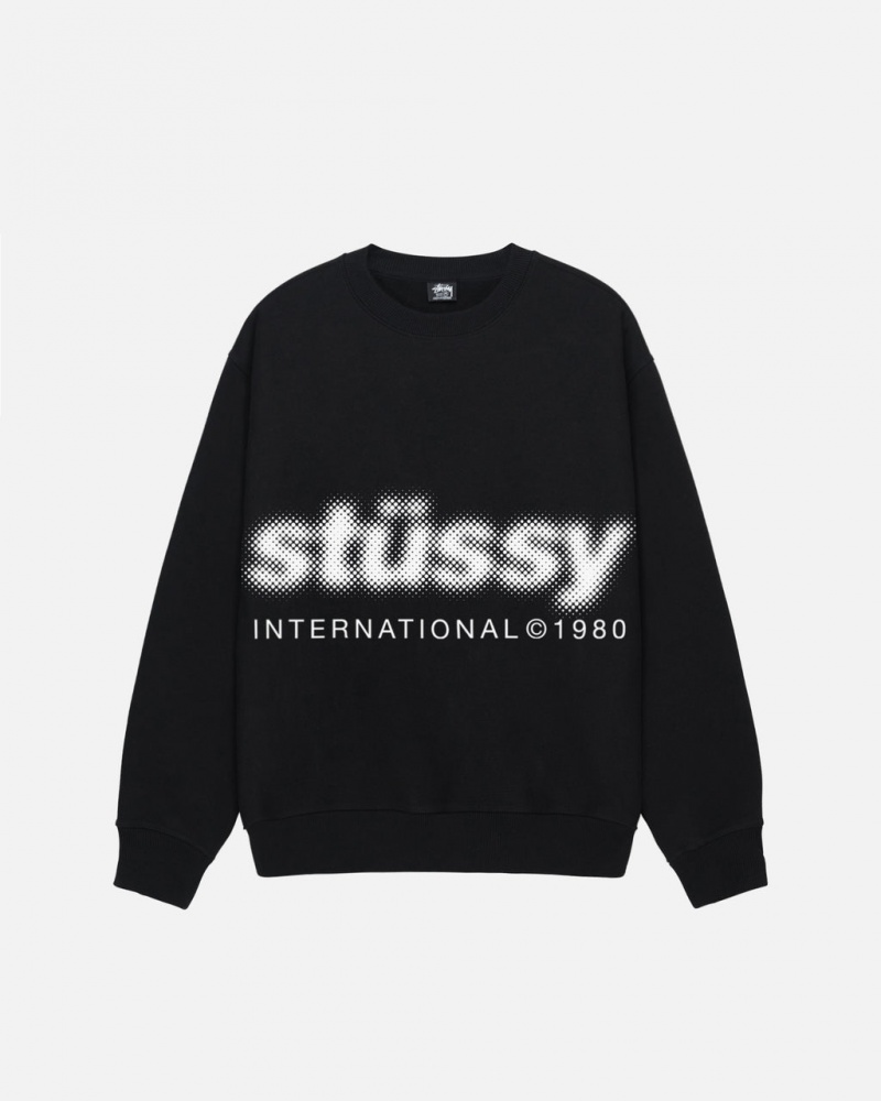 Stussy Blur Crew - Unisex Hoodies Mustat | SFINY38848