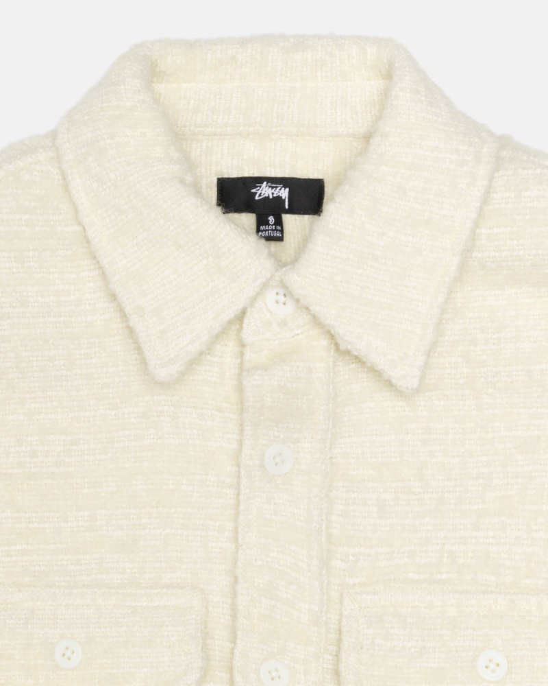 Stussy Boucle Villa Cpo Shirt - Unisex Tops Shirts Beige | FIQAV78112