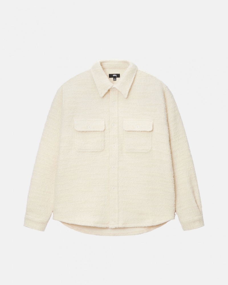 Stussy Boucle Villa Cpo Shirt - Unisex Tops Shirts Beige | FIQAV78112