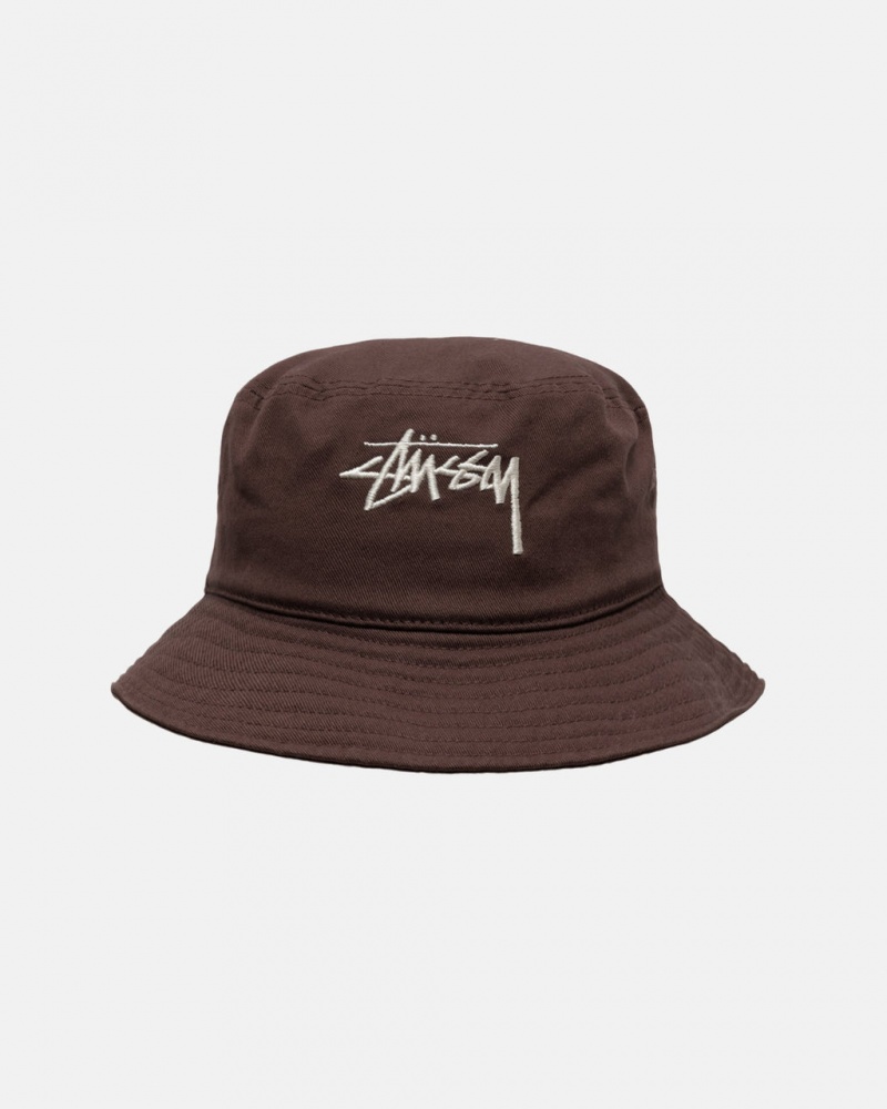 Stussy Bucket Hat Big Stock - Unisex Suklaa | AFIDF86920