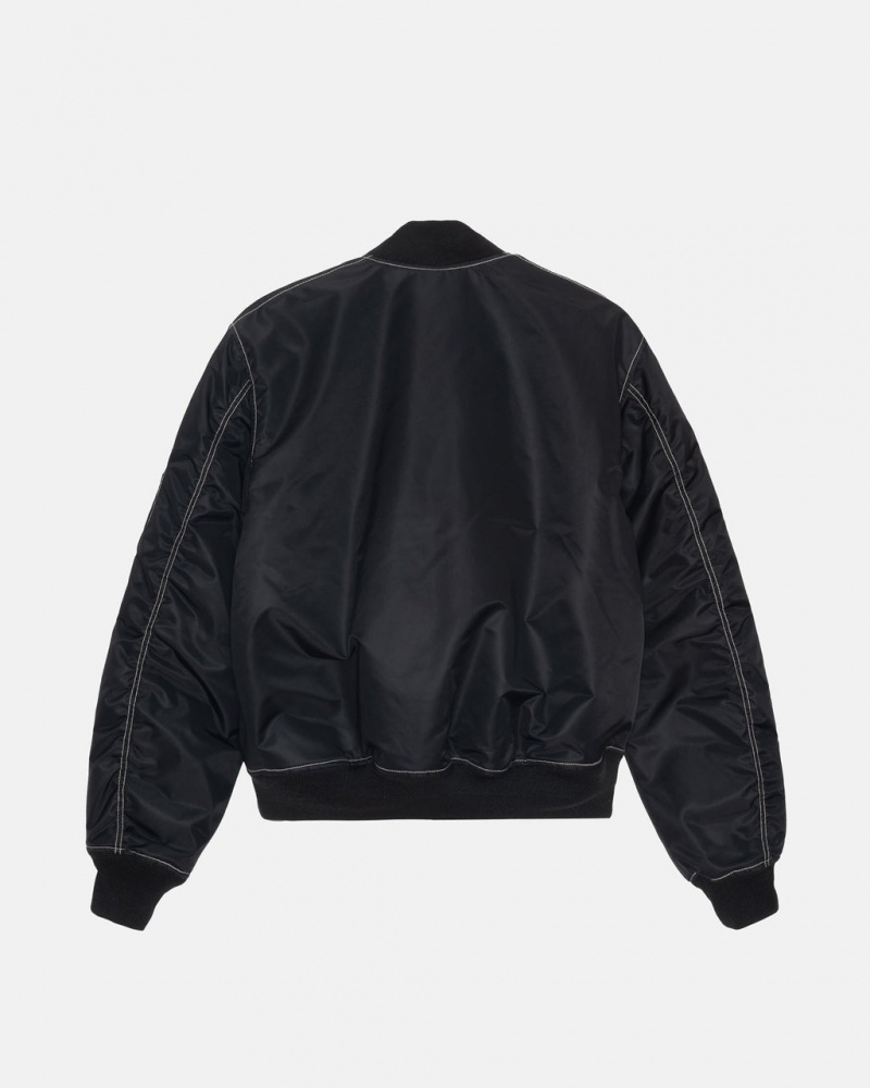 Stussy Built Reversible Bomber Jacket - Unisex Jackets Mustat | FINEJ92095