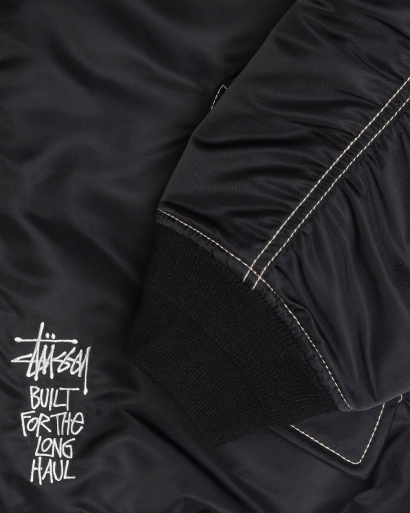 Stussy Built Reversible Bomber Jacket - Unisex Jackets Mustat | FINEJ92095