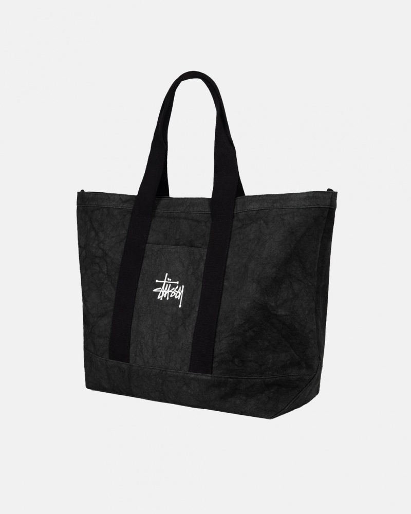 Stussy Canvas Extra Large Tote Bag - Unisex Bags Mustat | FIQCS40556