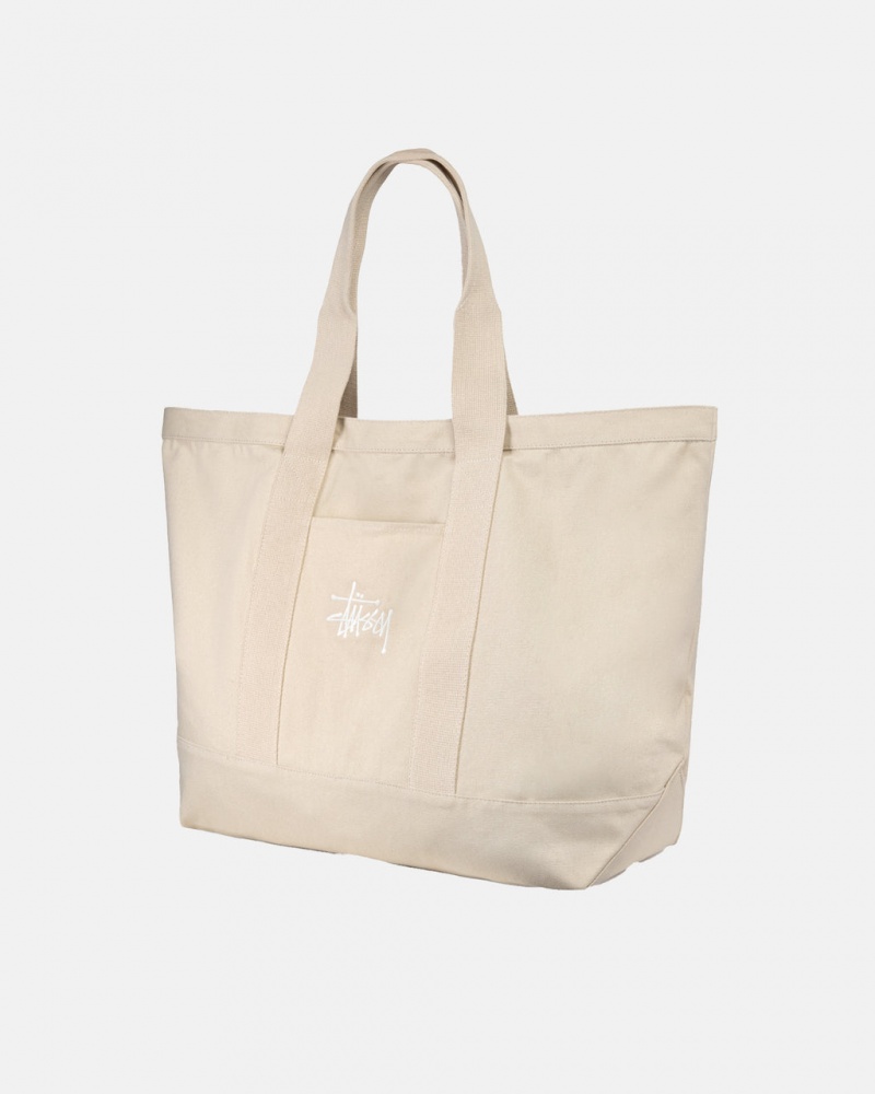 Stussy Canvas Extra Large Tote Bag - Unisex Bags Beige | FIEGJ23568