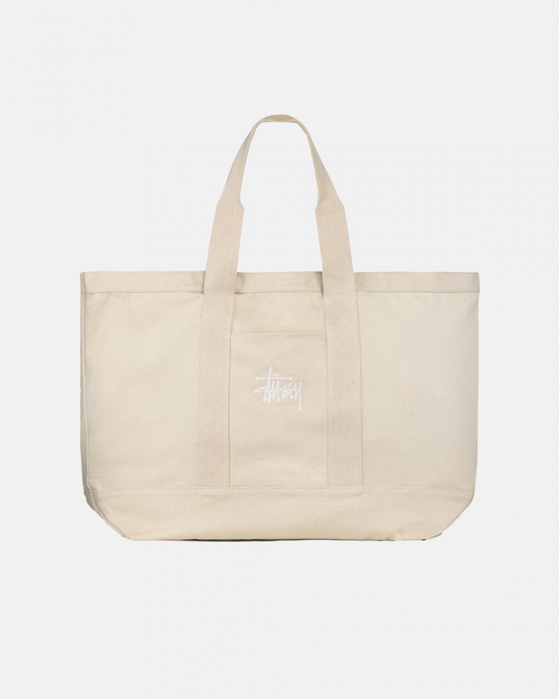 Stussy Canvas Extra Large Tote Bag - Unisex Bags Beige | FIEGJ23568