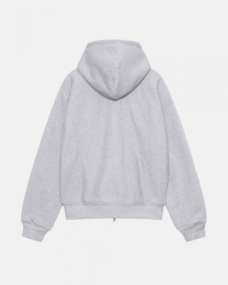 Stussy Double Face Label Zip Hoodie - Unisex Hoodies Harmaat | XFIBH14693