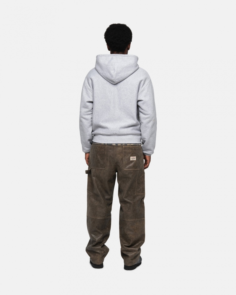 Stussy Double Face Label Zip Hoodie - Unisex Hoodies Harmaat | XFIBH14693