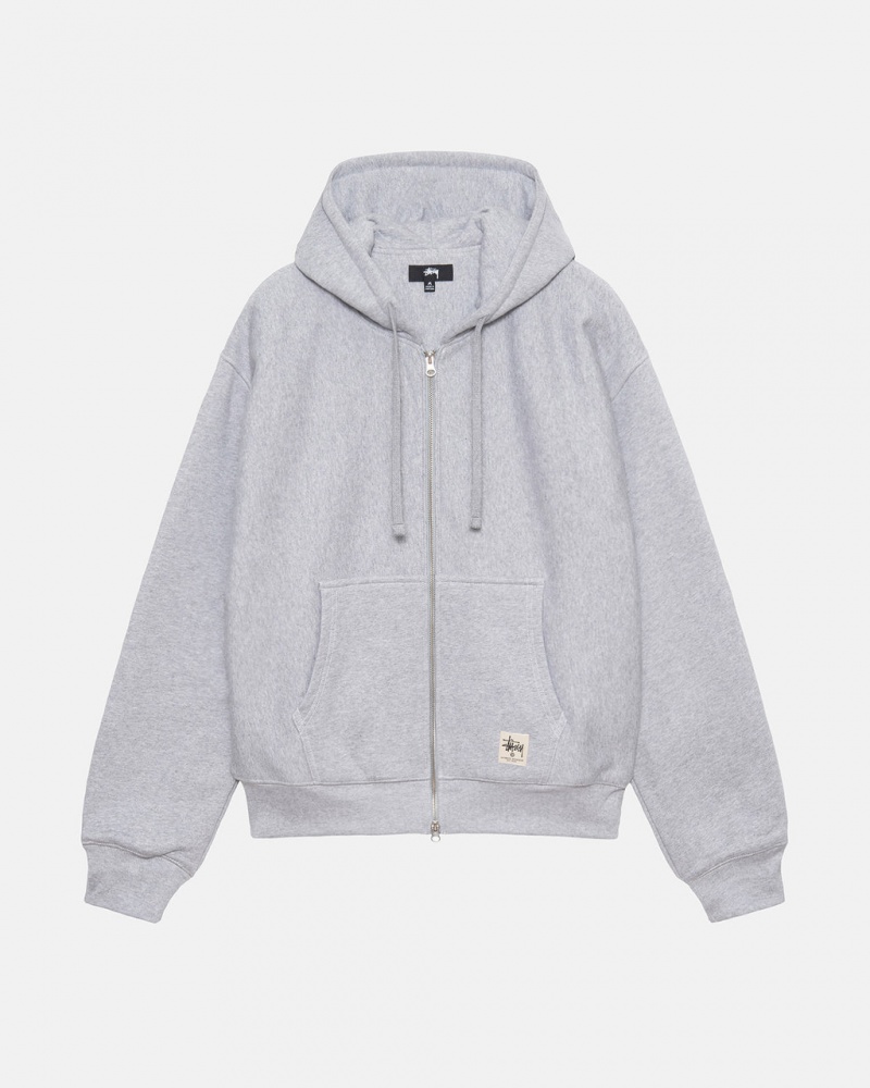 Stussy Double Face Label Zip Hoodie - Unisex Hoodies Harmaat | XFIBH14693