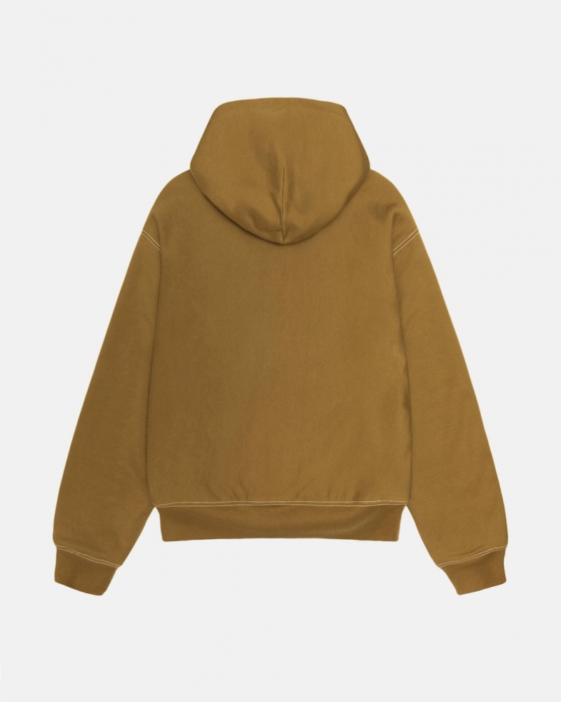 Stussy Double Face Label Zip Hoodie - Unisex Hoodies Oliivinvihreä | XFIBH47370