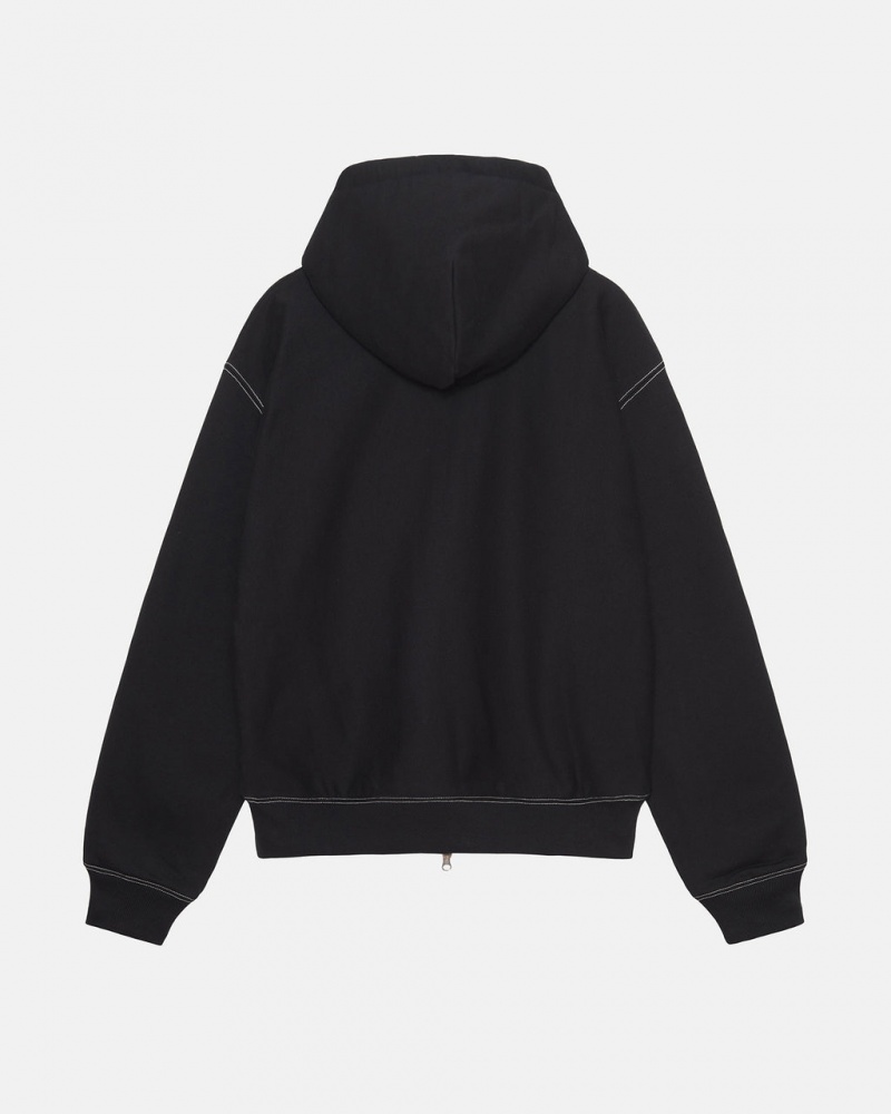 Stussy Double Face Label Zip Hoodie - Unisex Hoodies Mustat | FFIUI50603