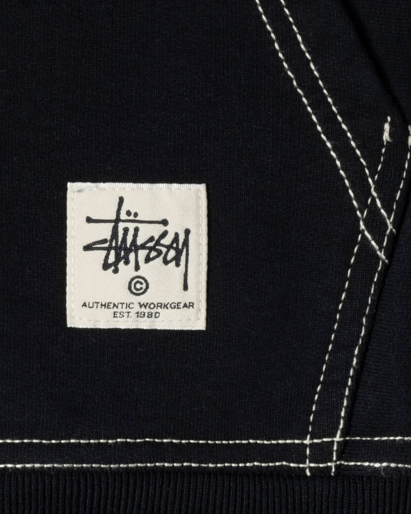 Stussy Double Face Label Zip Hoodie - Unisex Hoodies Mustat | FFIUI50603