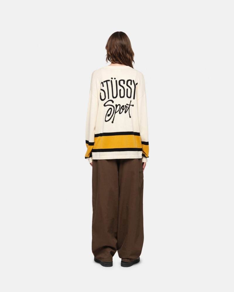 Stussy Hockey Villa - Unisex Sweaters Knits Beige | FIQCS29091