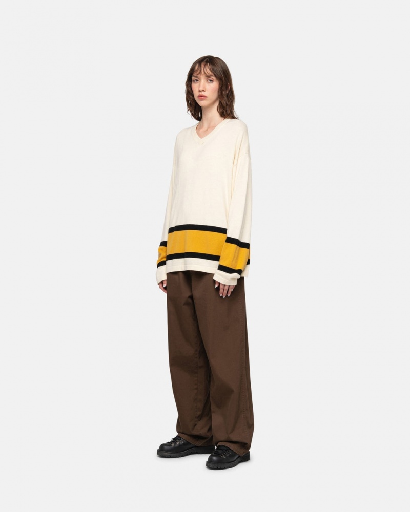 Stussy Hockey Villa - Unisex Sweaters Knits Beige | FIQCS29091