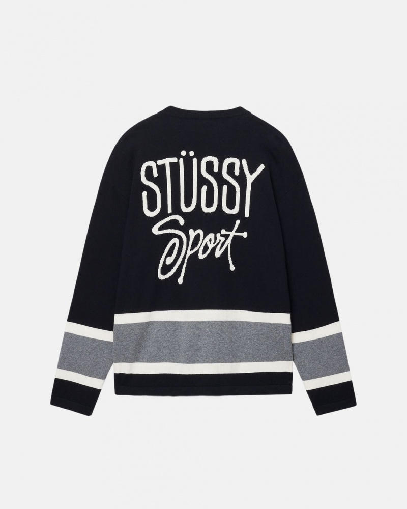 Stussy Hockey Villa - Unisex Sweaters Knits Mustat | FIJKU60653