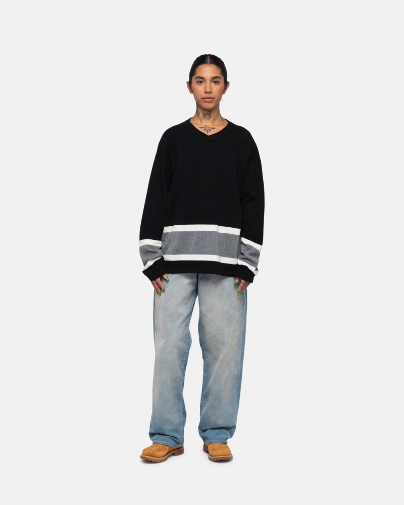 Stussy Hockey Villa - Unisex Sweaters Knits Mustat | FIJKU60653