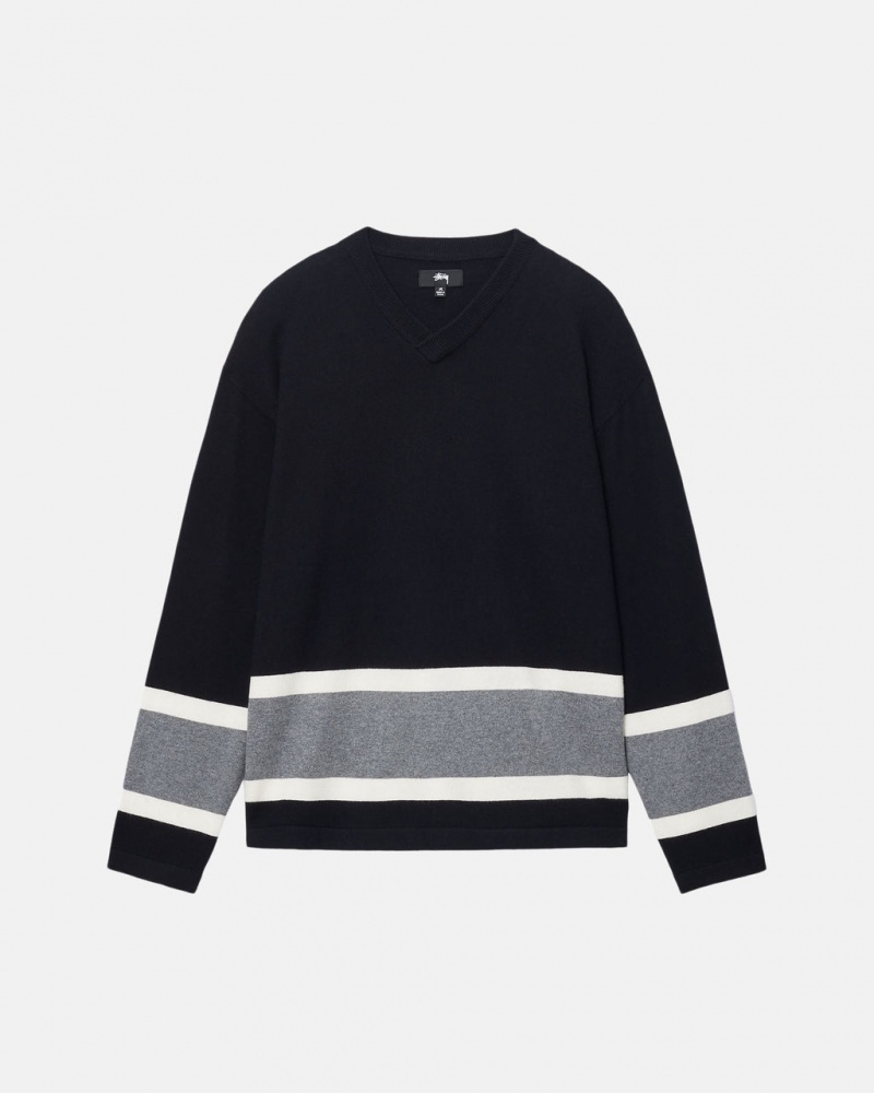 Stussy Hockey Villa - Unisex Sweaters Knits Mustat | FIJKU60653