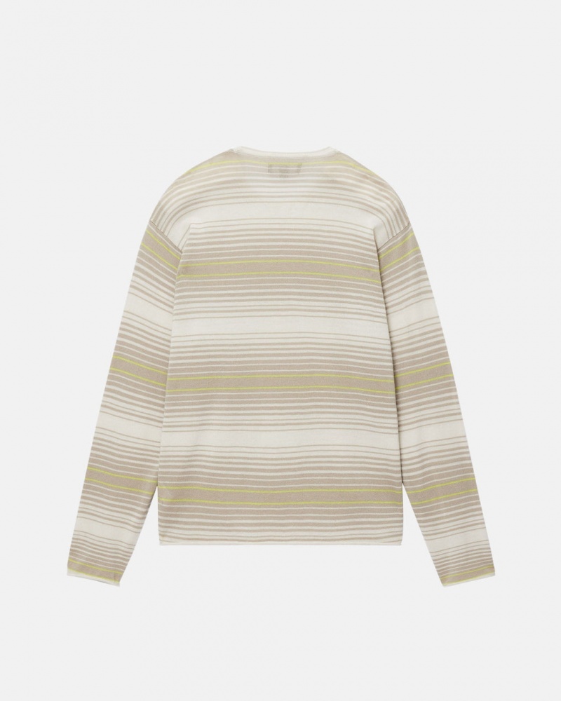 Stussy Horizontal Stripe Villa - Unisex Sweaters Beige | AFIDF18042