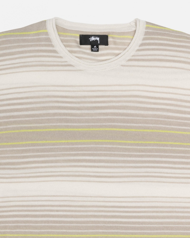 Stussy Horizontal Stripe Villa - Unisex Sweaters Beige | AFIDF18042