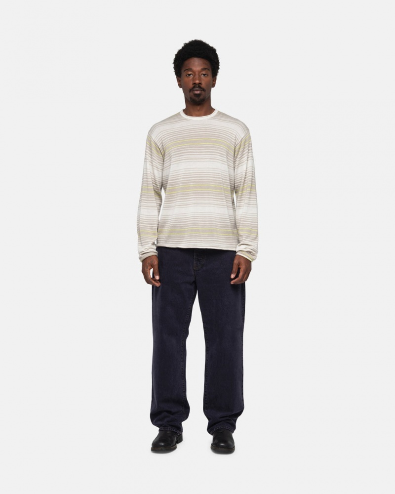 Stussy Horizontal Stripe Villa - Unisex Sweaters Beige | AFIDF18042