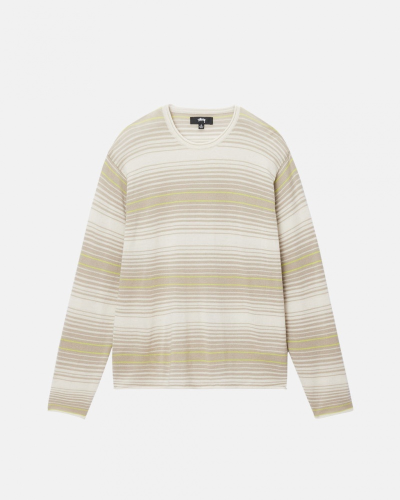 Stussy Horizontal Stripe Villa - Unisex Sweaters Beige | AFIDF18042