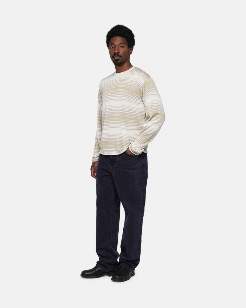 Stussy Horizontal Stripe Villa - Unisex Sweaters Knits Beige | FIQCS58897