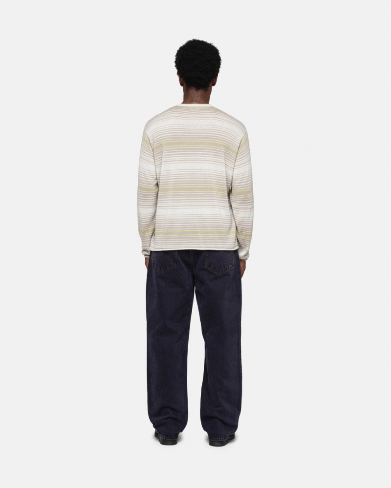 Stussy Horizontal Stripe Villa - Unisex Sweaters Knits Beige | FIQCS58897