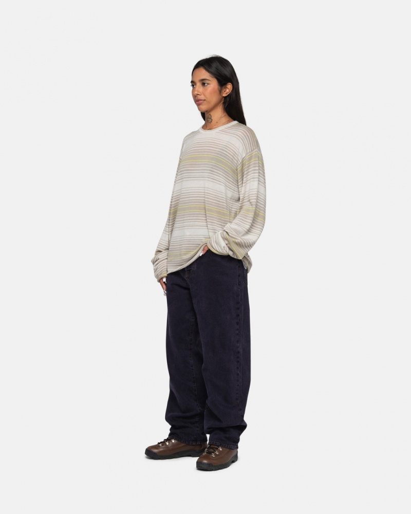 Stussy Horizontal Stripe Villa - Unisex Sweaters Knits Beige | FIQCS58897