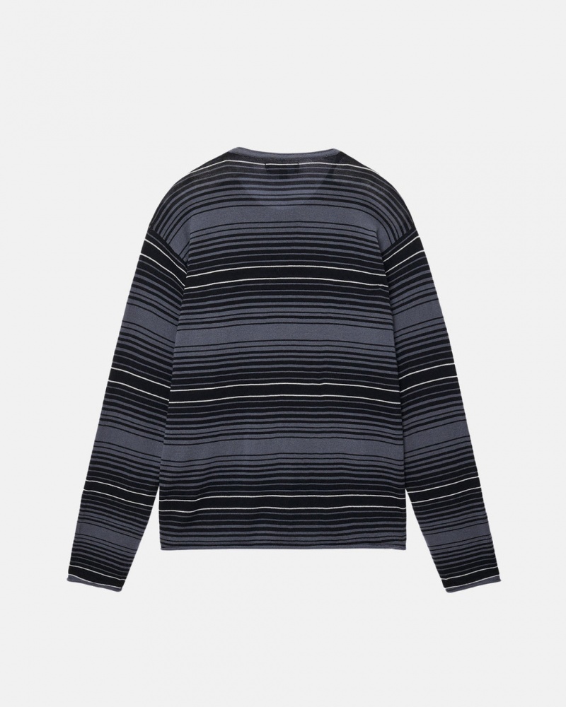 Stussy Horizontal Stripe Villa - Unisex Sweaters Knits Harmaat | UFIND64109