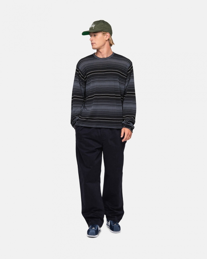 Stussy Horizontal Stripe Villa - Unisex Sweaters Knits Harmaat | UFIND64109