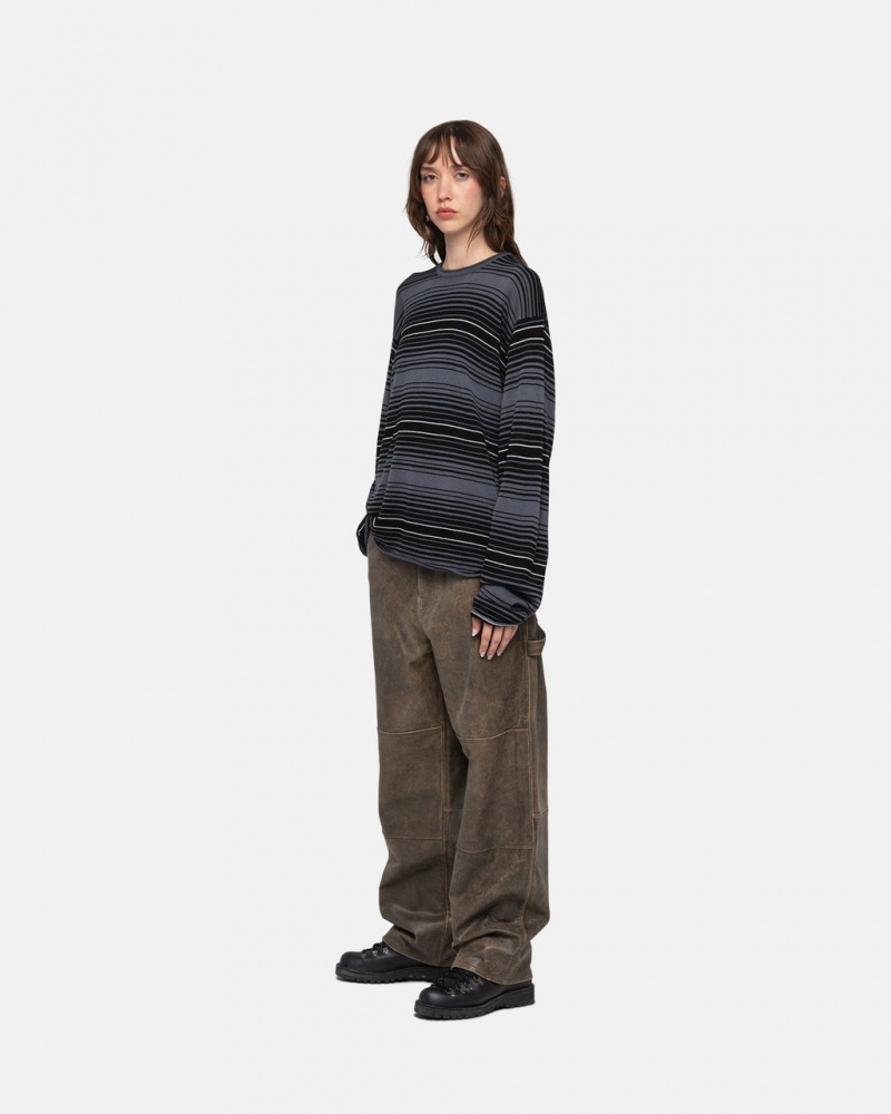 Stussy Horizontal Stripe Villa - Unisex Sweaters Knits Harmaat | UFIND64109