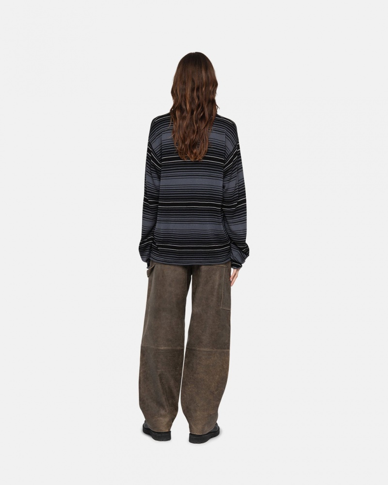 Stussy Horizontal Stripe Villa - Unisex Sweaters Knits Harmaat | UFIND64109