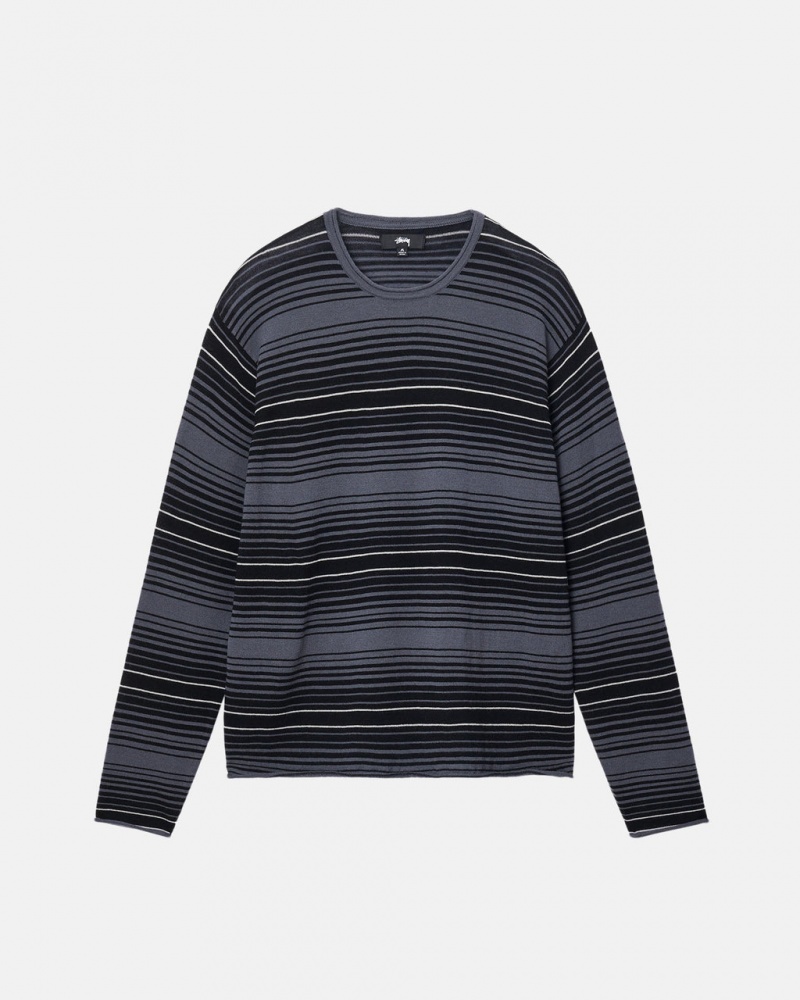 Stussy Horizontal Stripe Villa - Unisex Sweaters Knits Harmaat | UFIND64109