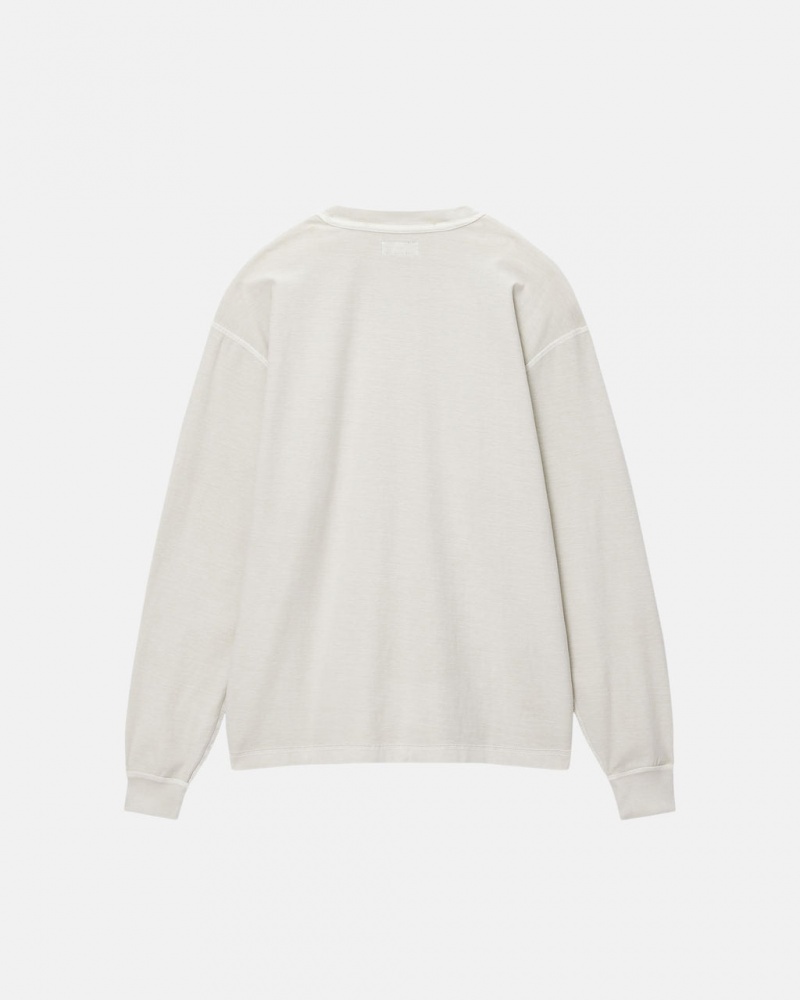 Stussy Lazy LS Tee - Unisex Longsleeve T-Shirts Beige | XFIBH40027