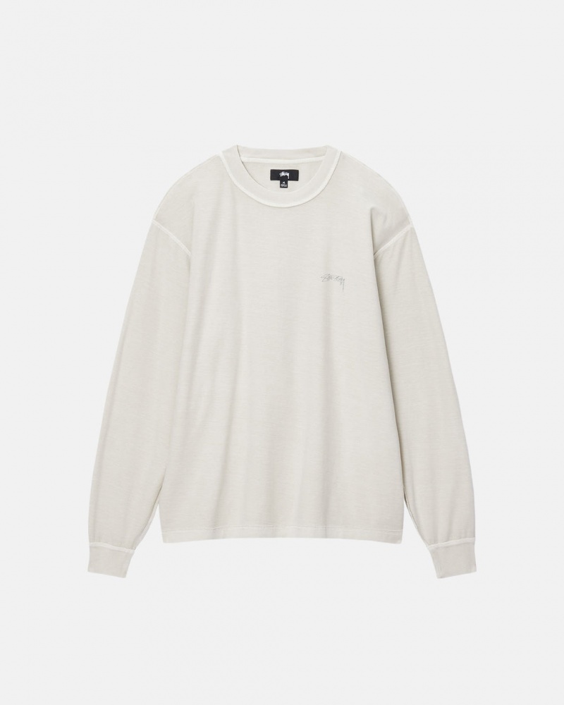 Stussy Lazy LS Tee - Unisex Longsleeve T-Shirts Beige | XFIBH40027