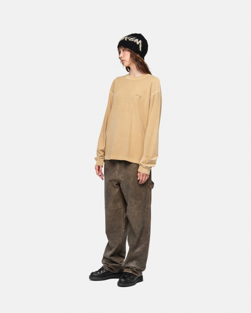 Stussy Lazy LS Tee - Unisex Longsleeve T-Shirts Kultaiset | FINZX73191